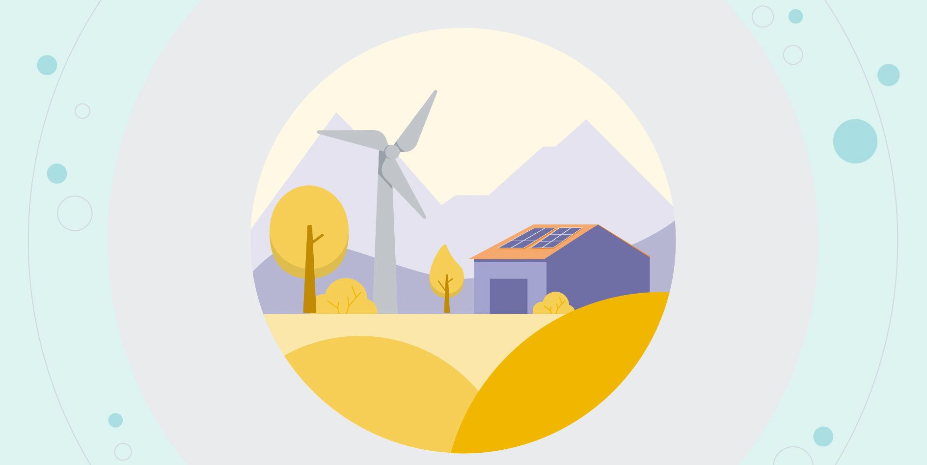 Vector image of a wind turbine next to a house