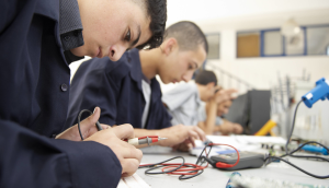 Students in a science lab