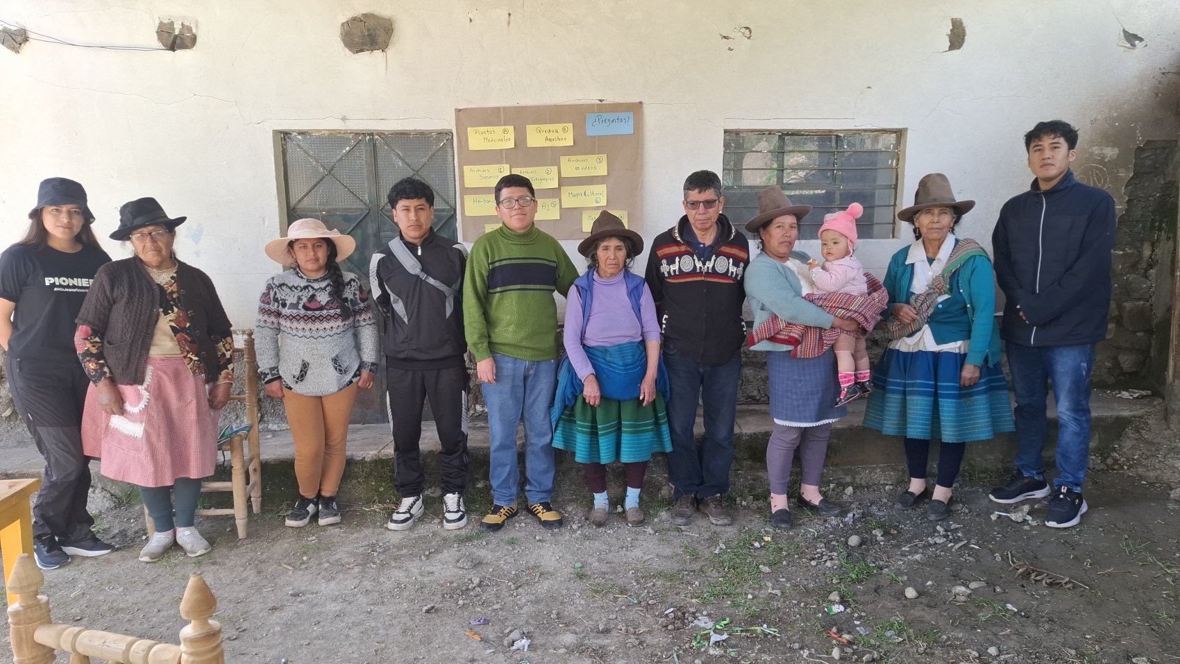 Group of young glacier ambassadors with village elders