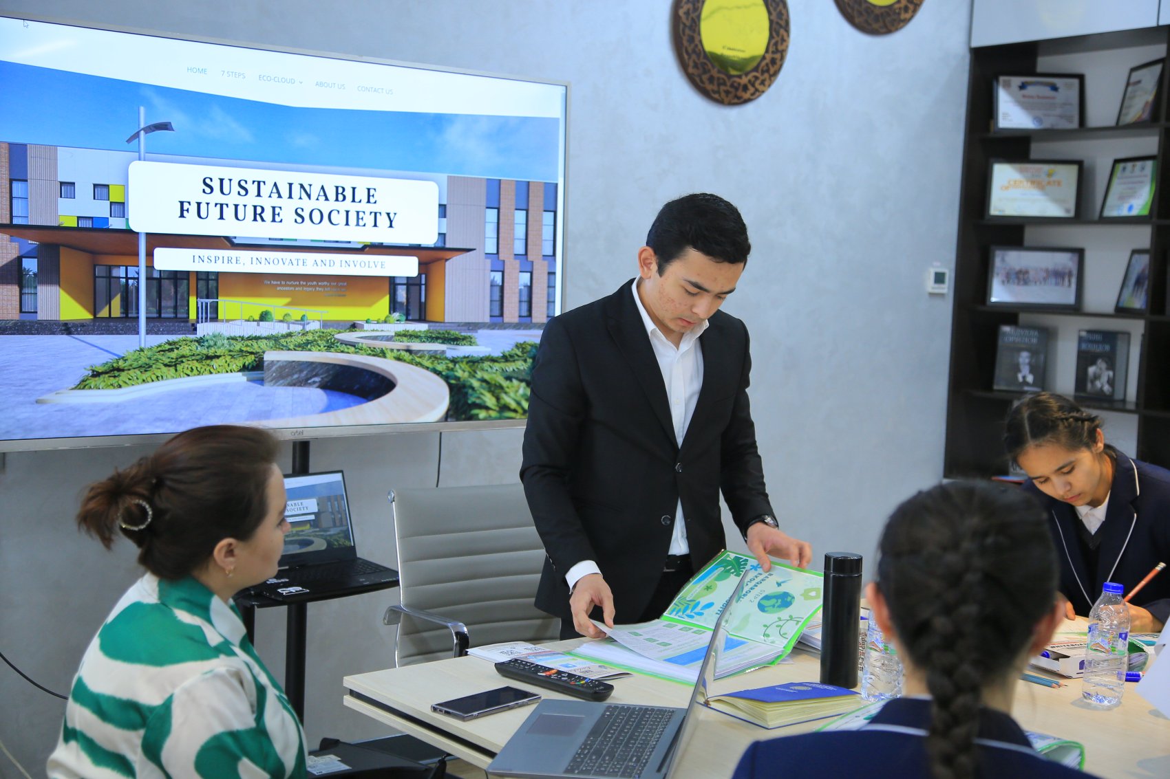 Student leading eco-training class