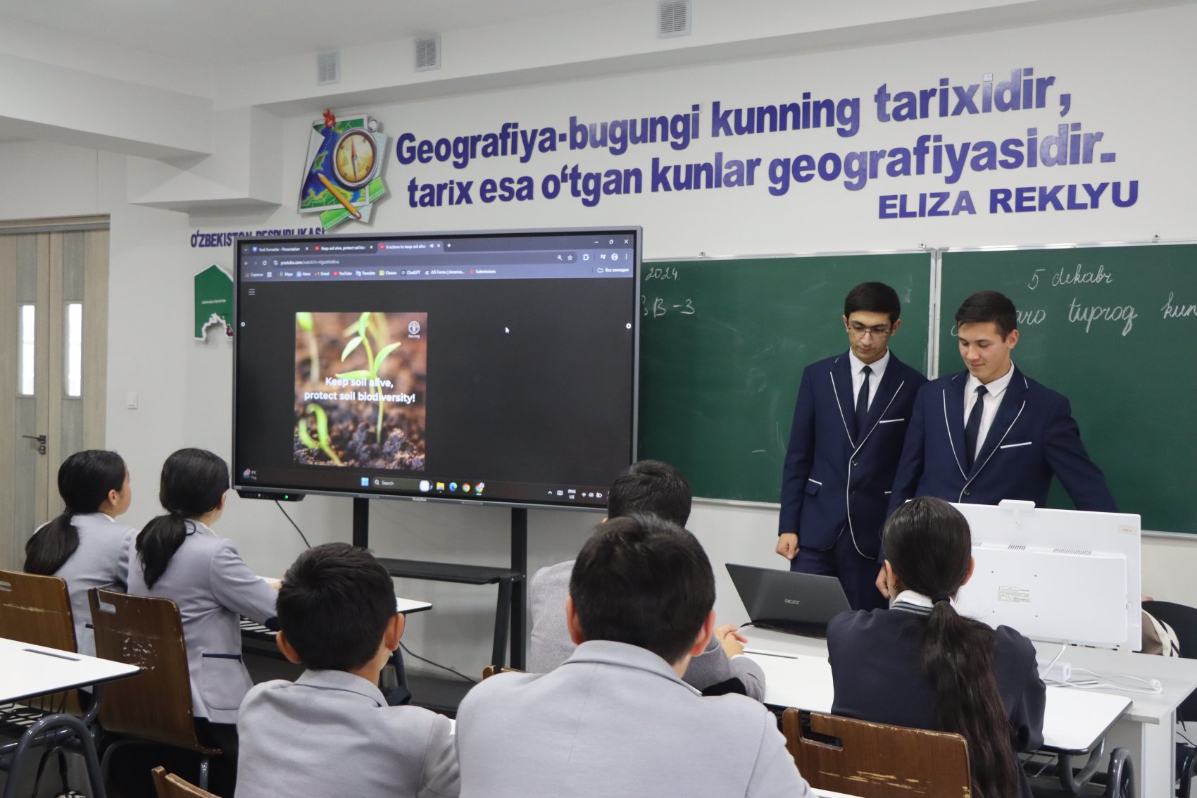 Students leading an environmental class