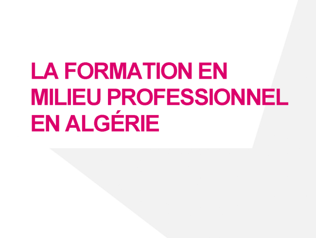 La formation en milieu professionnel en Algérie