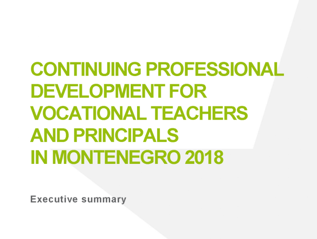 Continuing professional development for vocational teachers and principals in Montenegro 2018
