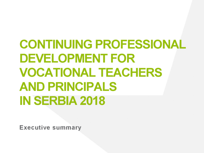 Continuing professional development for vocational teachers and principals in Serbia 2018