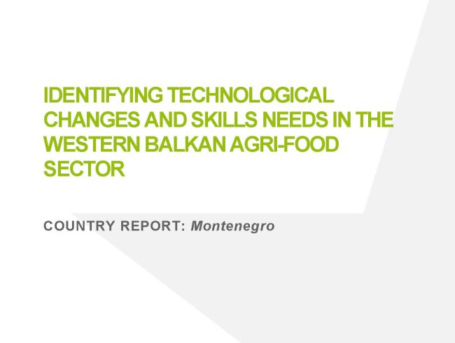 Skilling up the Western Balkans agri-food sector: Montenegro