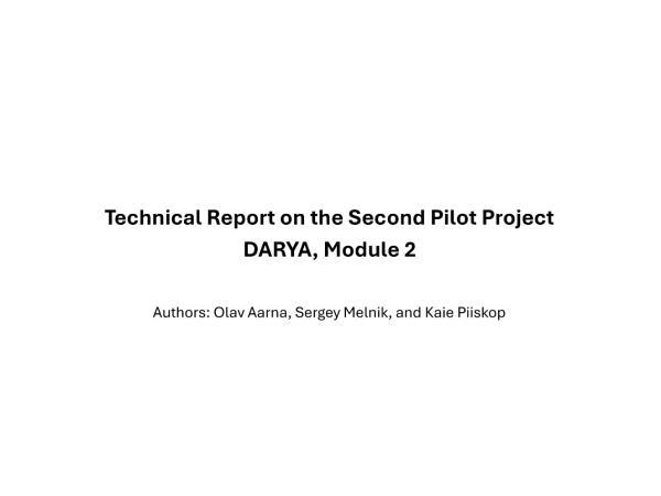 Technical Report on the Second Pilot Project DARYA, Module 2