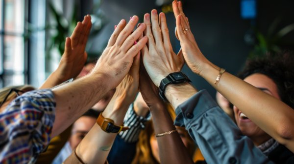 A picture of hands together to signify inclusion and togetherness
